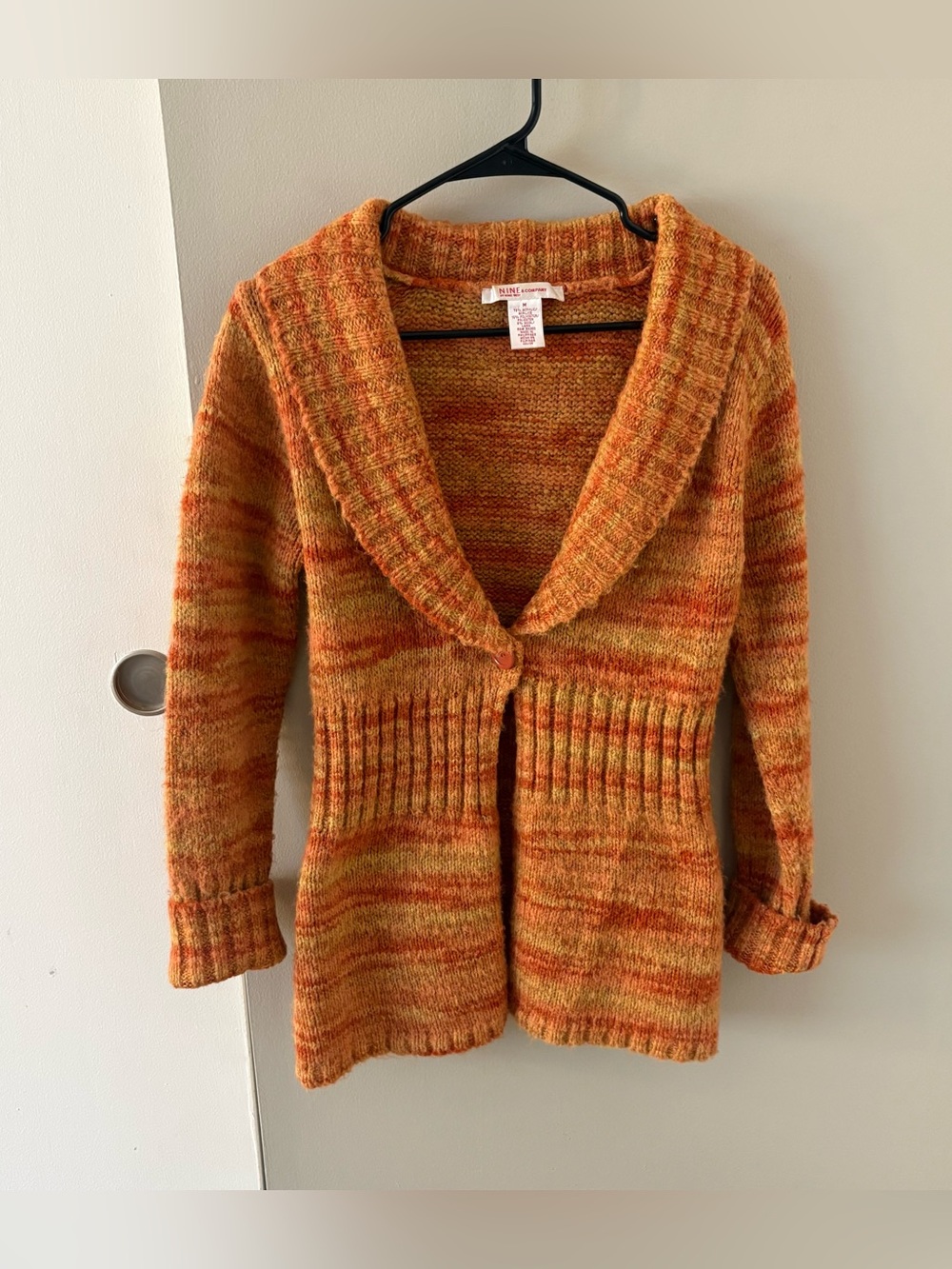Vintage Nine & Company Chunky Knit Cardigan Sweater Orange Size Women’s Medium